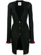 Semicouture Fitted Plunging Neck Cardigan - Black