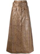 Nanushka Snakeskin-effect A-line Skirt - Brown