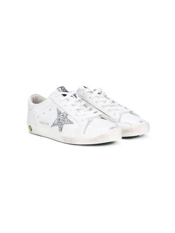 Golden Goose Deluxe Brand Kids Glitter Star Sneakers - White