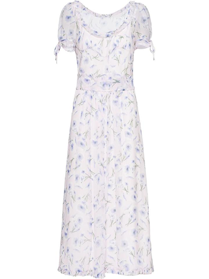 Miu Miu Poppy Print Dress - White
