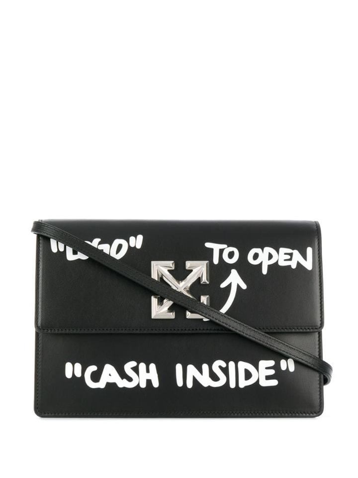 Off-white Text Print Cross-body Bag - Black