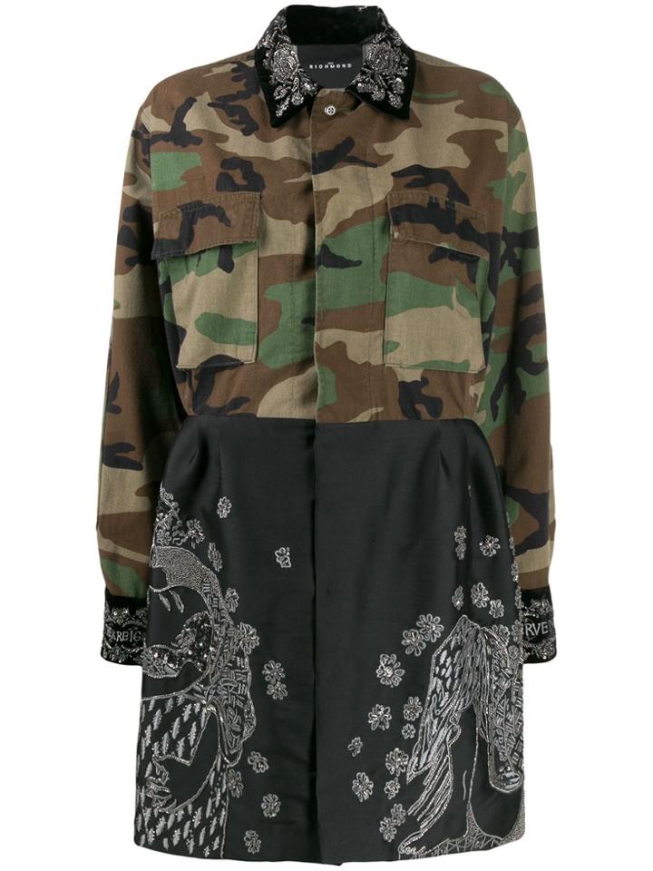 John Richmond Miandoum Combined Shirt Dress - Green