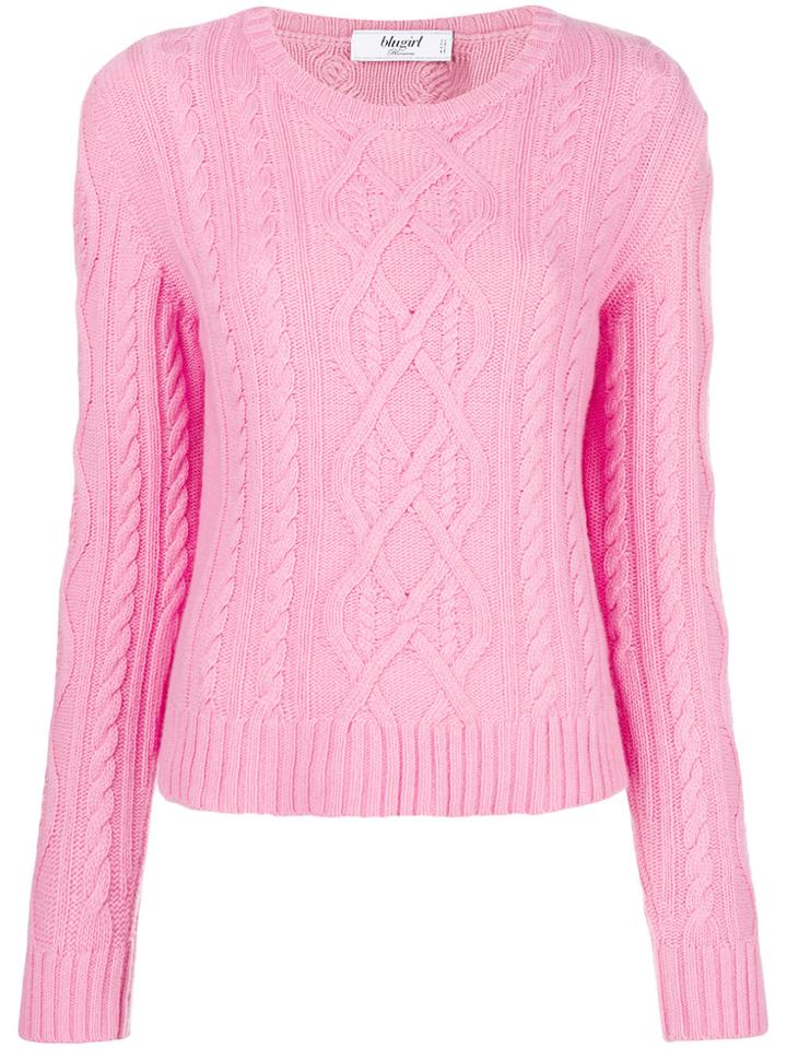Blugirl Cable Knit Sweater - Pink & Purple