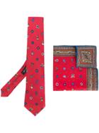 Etro Christmas Print Tie And Pocket Square Set - Red