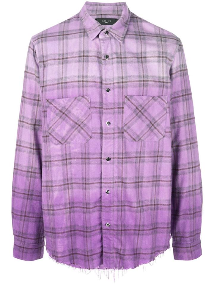 Amiri Checked Button Down Shirt - Purple