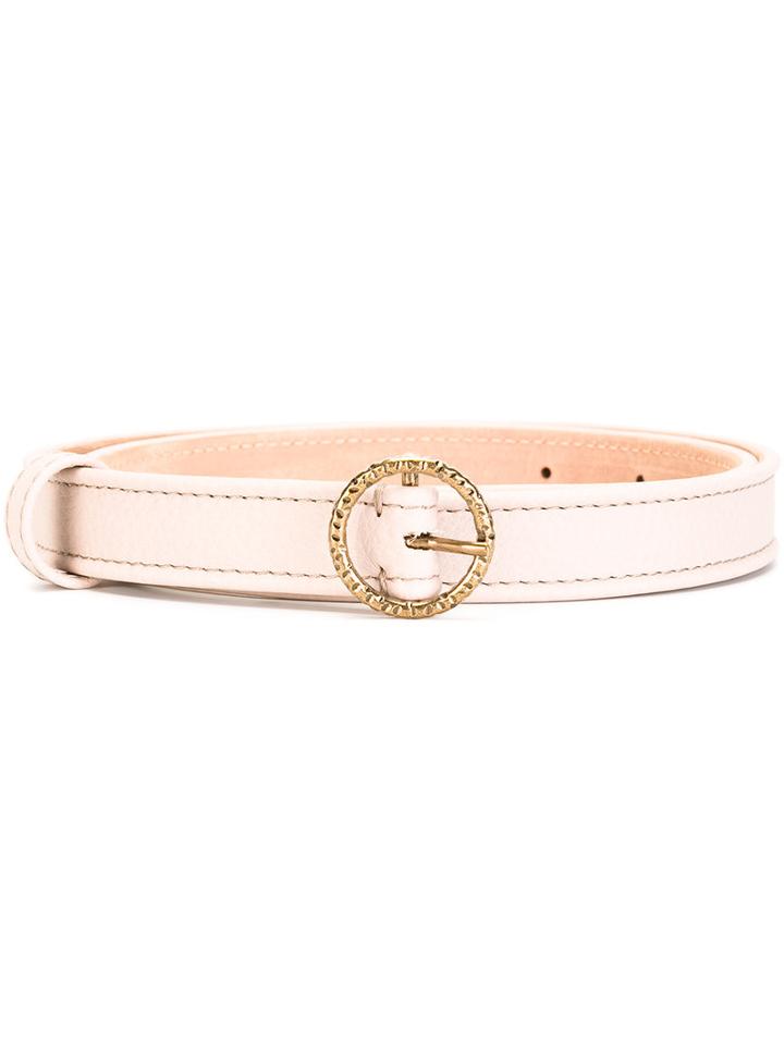 Agnona Round Buckle Belt, Women's, Size: 85, Nude/neutrals, Calf Leather