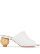 Schutz Ball Heel Mules - White