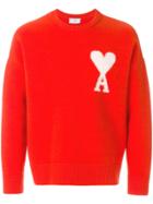 Ami Alexandre Mattiussi Oversize Ami De Coeur Crewneck Sweater - Red