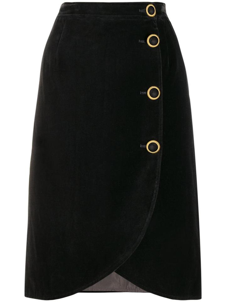 Valentino Pre-owned 1980s Wrap-front Skirt - Black