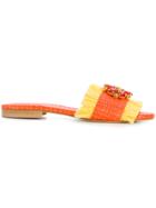 Emanuela Caruso Fringed Mules - Yellow & Orange