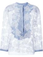 Ermanno Scervino Sheer Denim Bib Shirt