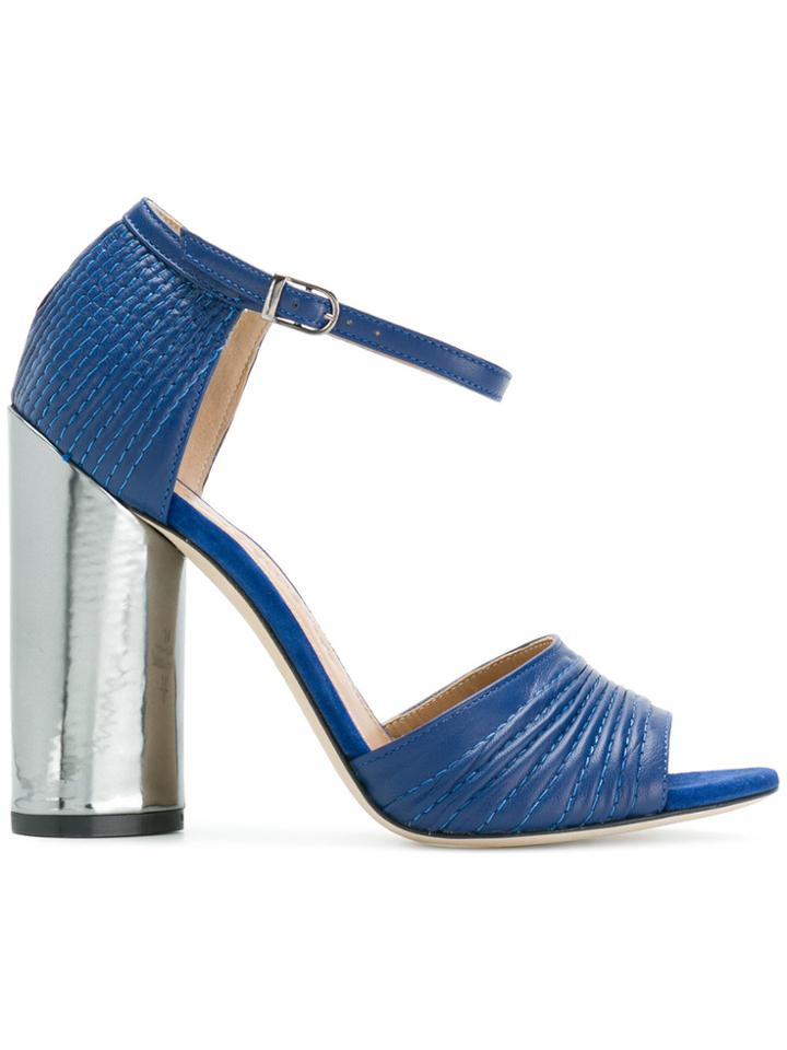 Marc Ellis Metallic Block Heel Sandals - Blue