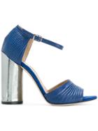 Marc Ellis Metallic Block Heel Sandals - Blue