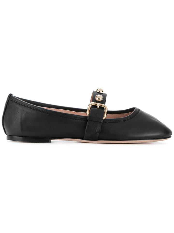 Red Valentino Studded Strap Ballerina Pumps - Black