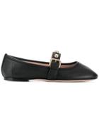 Red Valentino Studded Strap Ballerina Pumps - Black