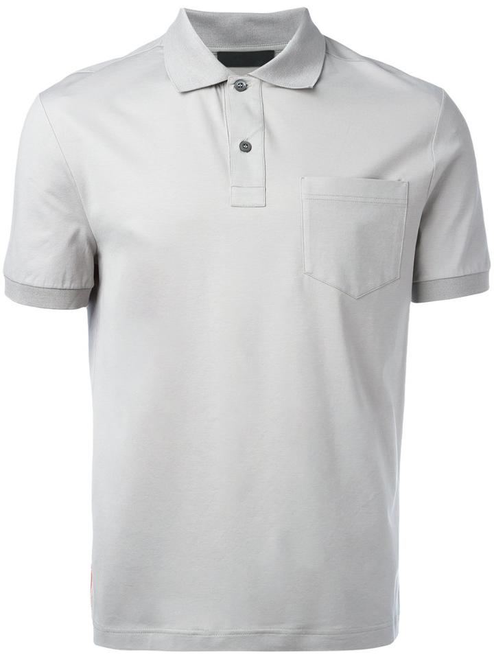 Prada Polo Shirt, Men's, Size: Medium, Grey, Cotton/elastolefin