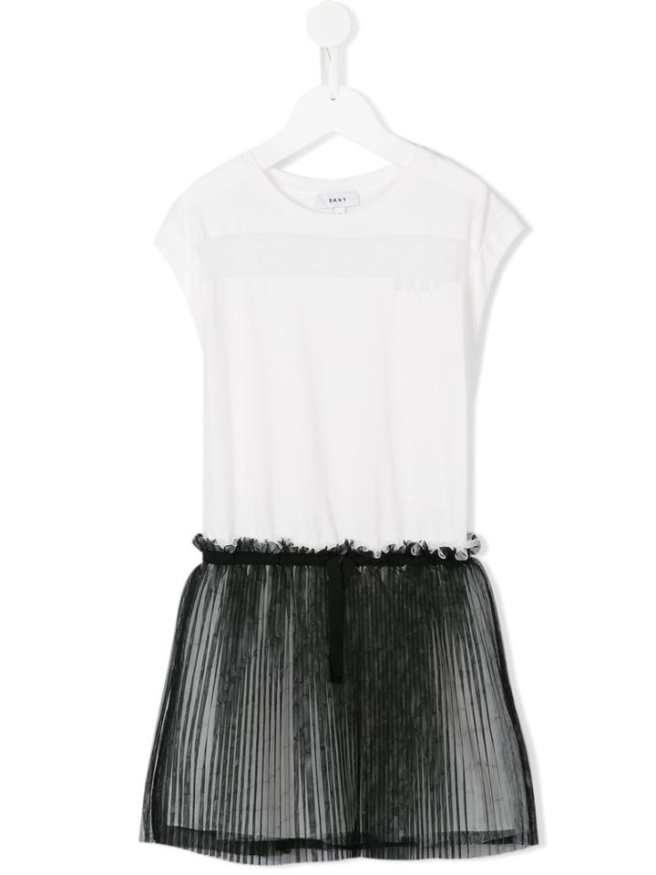Dkny Kids Pleated Skirt T-shirt Dress, Girl's, Size: 10 Yrs, White