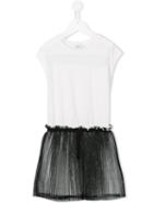 Dkny Kids Pleated Skirt T-shirt Dress, Girl's, Size: 10 Yrs, White