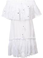 Roberto Cavalli Smocked Off The Shoulder Dress - White