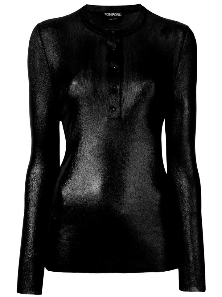 Tom Ford Coated Ribbed Top - Black
