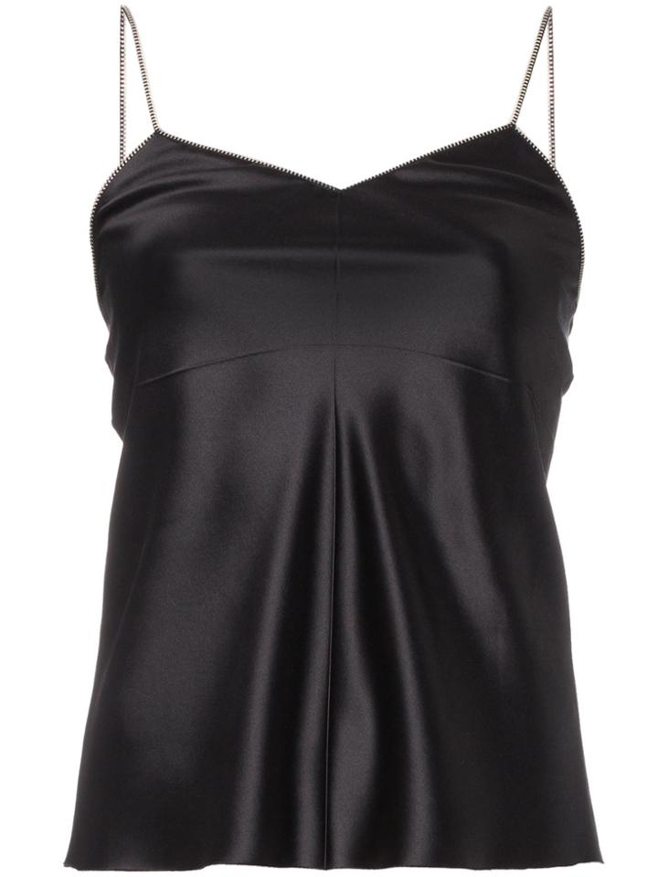Helmut Lang Silk Zipped Cami Slip Top - Black