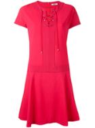 Cacharel Laced Neckline Dress, Women's, Size: 36, Pink/purple, Virgin Wool/spandex/elastane