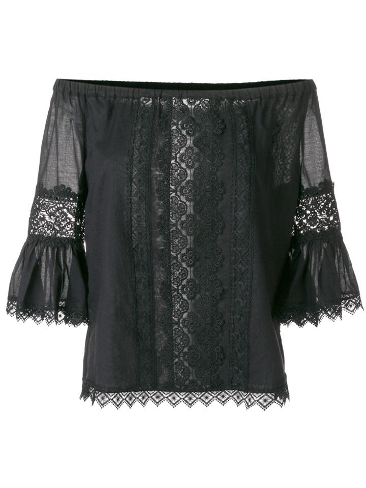Charo Ruiz Off-shoulder Embroidered Top - Black