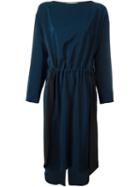 Cédric Charlier Gathered Front Midi Dress, Women's, Size: 40, Blue, Silk