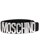 Moschino Silver Logo Belt - Black
