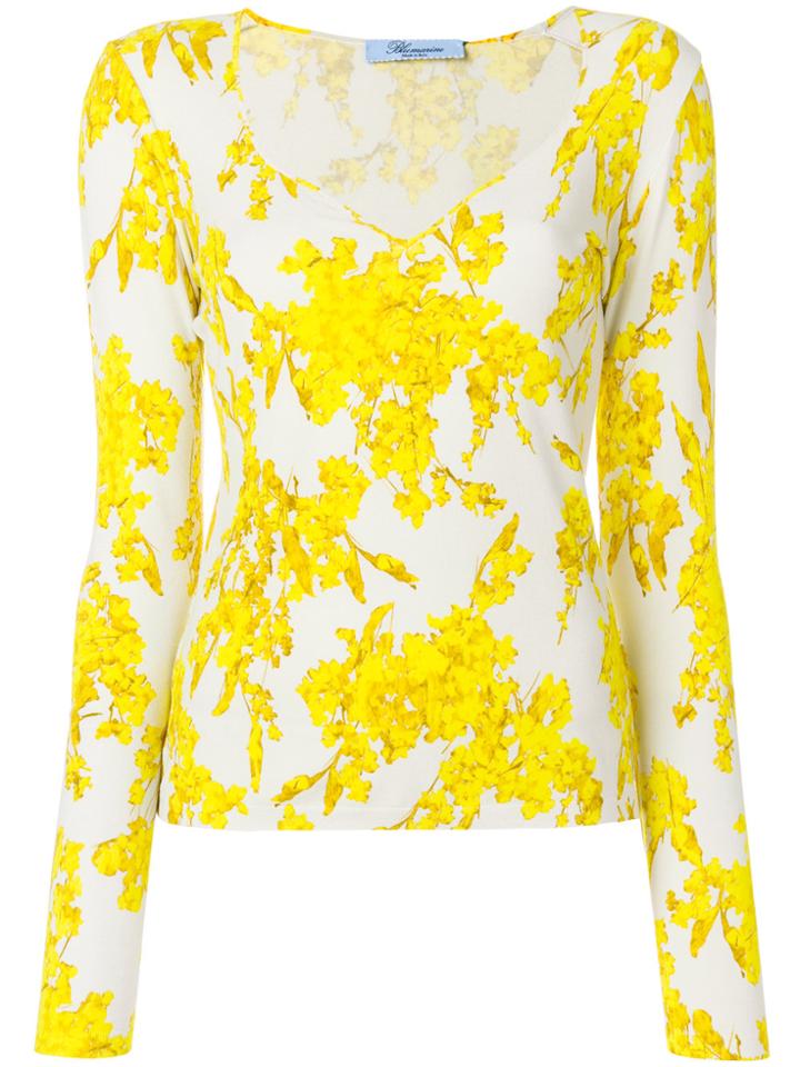 Blumarine Printed V-neck Jumper - Nude & Neutrals