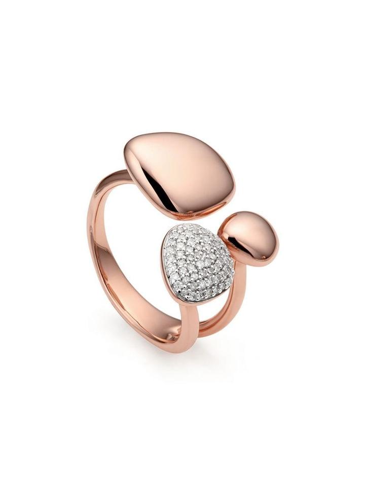 Monica Vinader Nura Pebble Cluster Diamond Ring - Pink