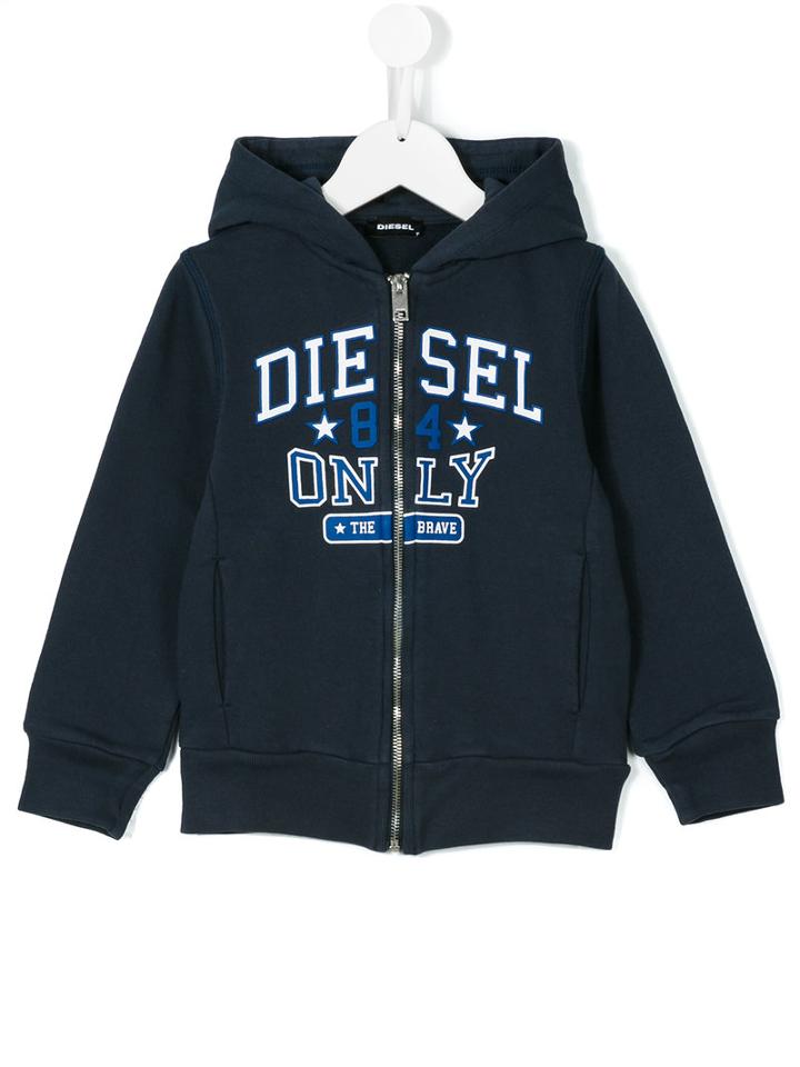 Diesel Kids - Logo Print Hoodie - Kids - Cotton - 3 Yrs, Blue