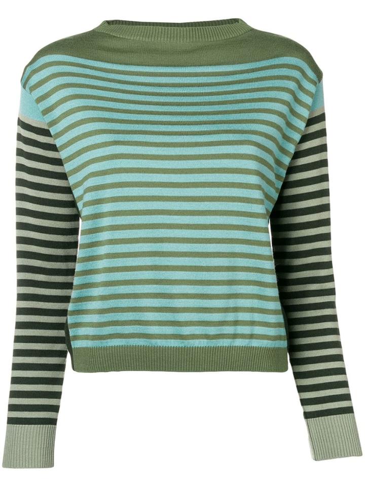 Alberta Ferretti Striped Long-sleeve Sweater - Green