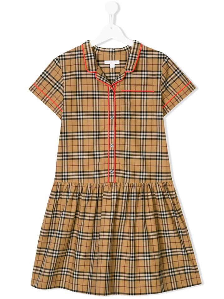 Burberry Kids House Check Shirt Dress - Nude & Neutrals