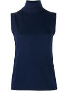 Allude Roll Neck Tank Top - Blue