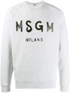 Msgm Brush Stroke Logo Sweatshirt - Grey
