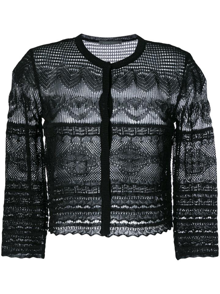 Alberta Ferretti Crochet Knit Cardigan - Black