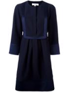 Carven Bib Detail Dress, Women's, Size: 38, Blue, Silk/polyester/acetate