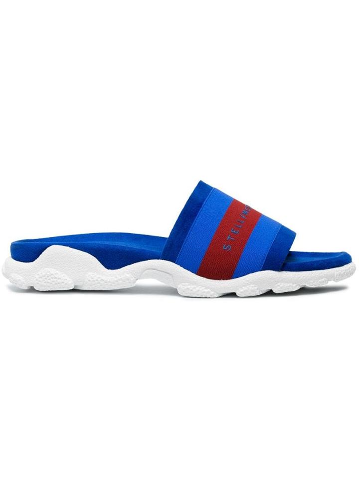 Stella Mccartney Blue Logo Sport Slides - Black