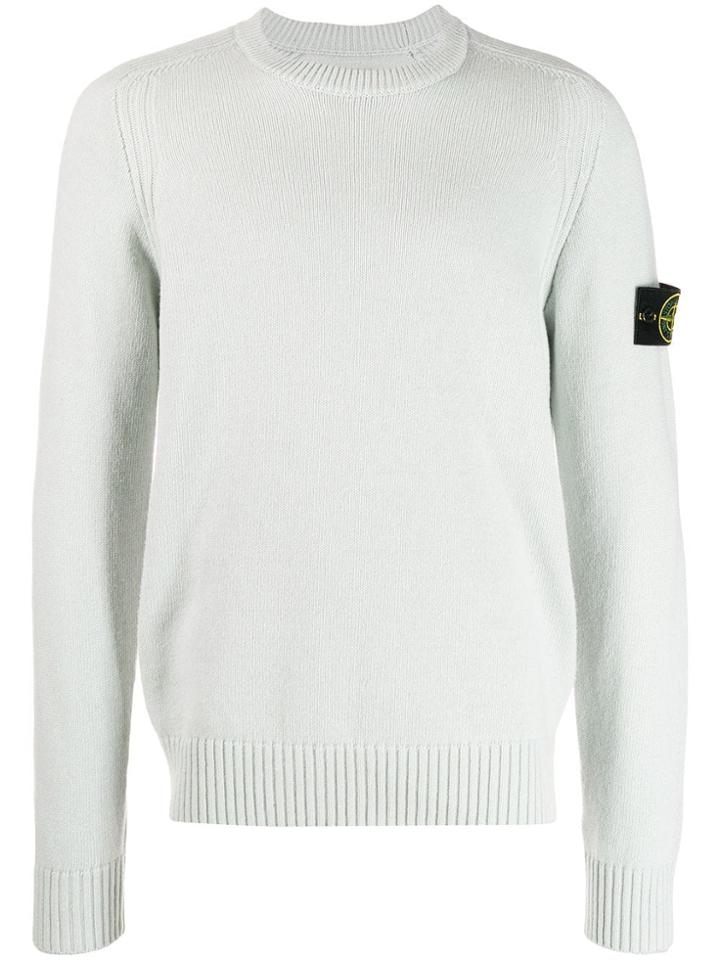 Stone Island Logo Slim-fit Sweater - Blue