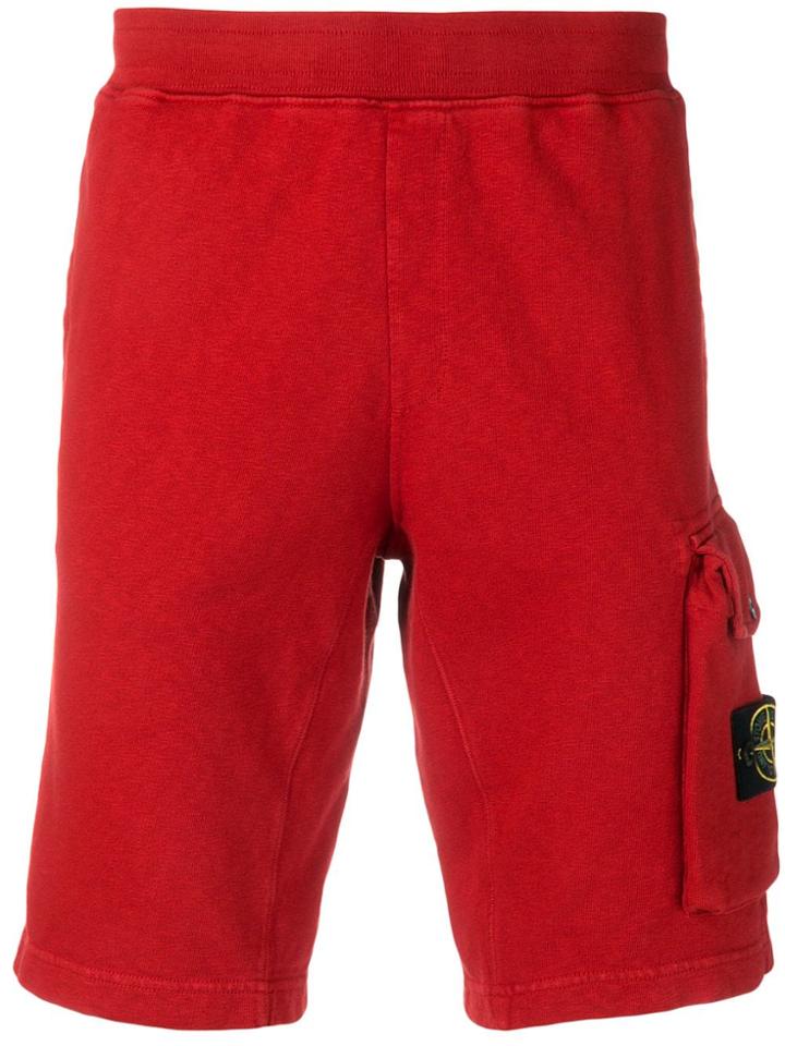 Stone Island Logo Knee-length Shorts - Red