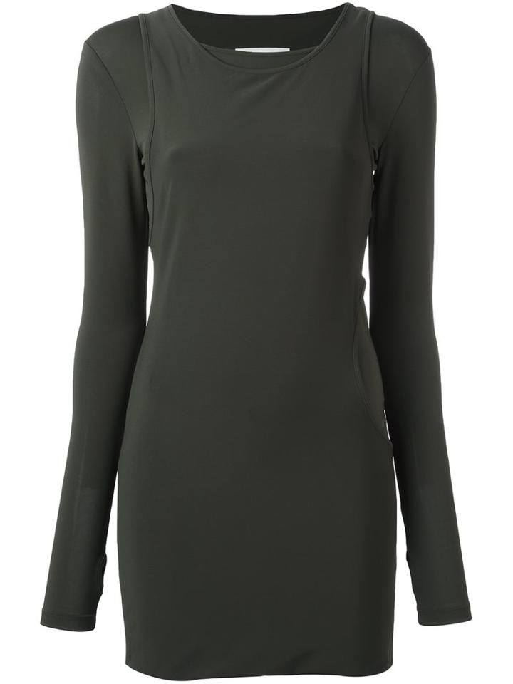 Mm6 Maison Margiela Layered Mini Dress, Women's, Size: Small, Green, Acetate/polyamide/spandex/elastane