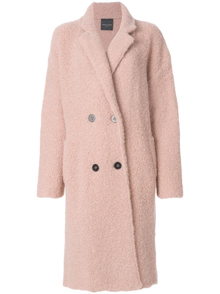 Roberto Collina Double Breasted Textured Coat - Pink & Purple