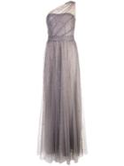 Marchesa Notte Long One-shoulder Dress - Metallic