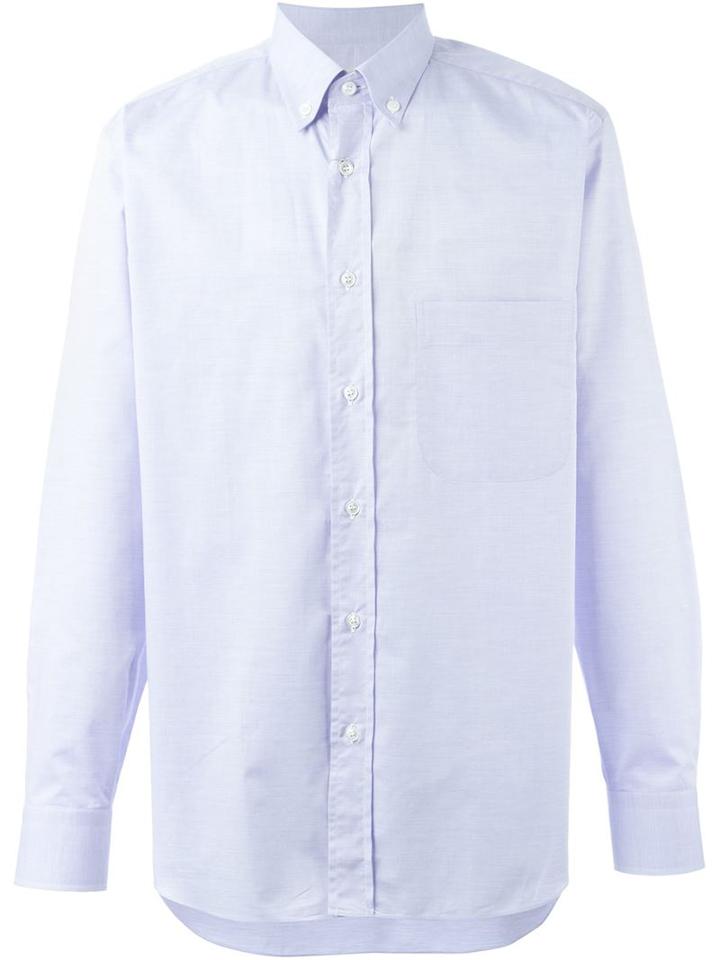 Brioni Button Down Collar Shirt, Men's, Size: M, Blue, Cotton