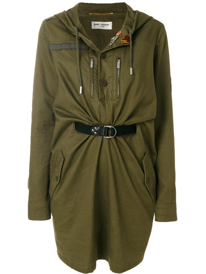 Saint Laurent Hooded Parka Dress - Green