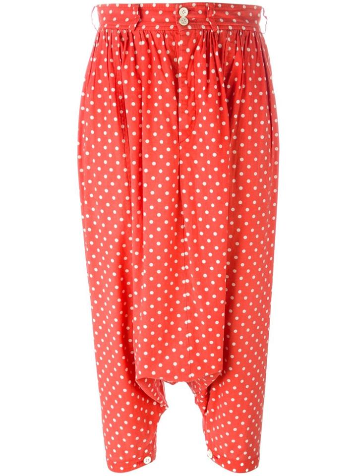 Comme Des Garçons Vintage Polka Dot Harem Trousers - Red