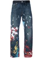Junya Watanabe Man Paint Splatter Jeans - Blue