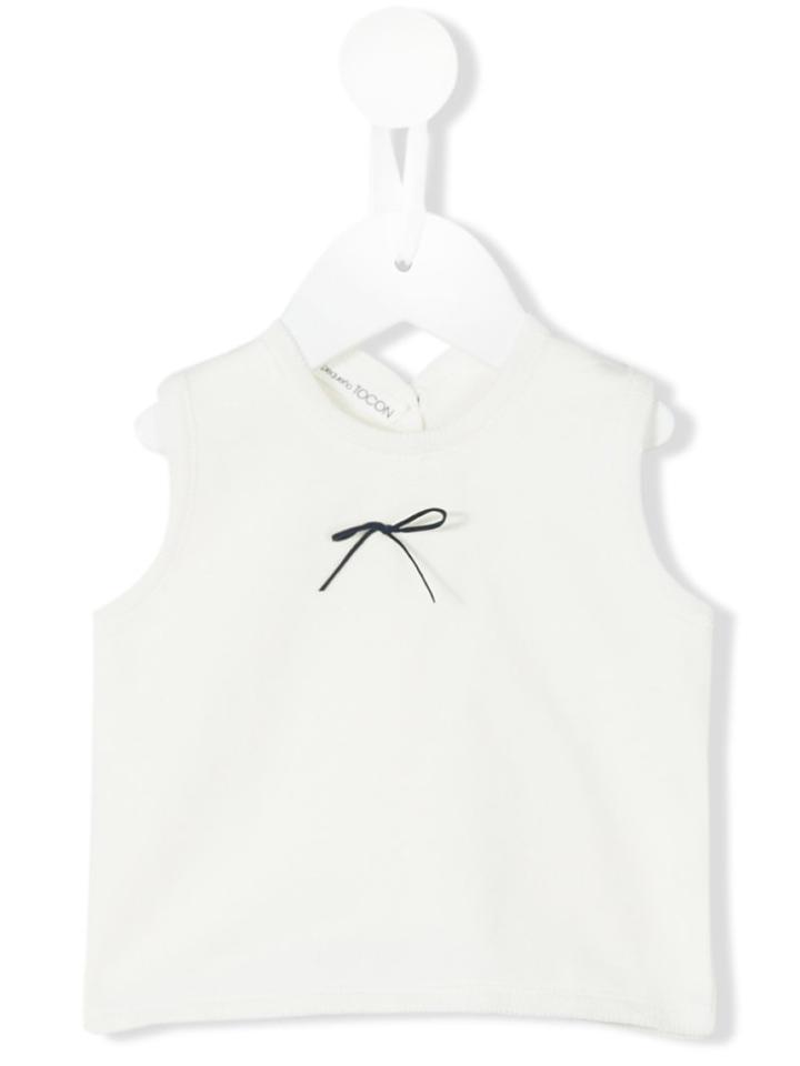 Bow Detail Tank Top - Kids - Cotton - 3-6 Mth, White, Pèqueno Tocon