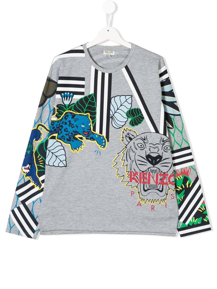 Kenzo Kids Graphic Print Top - Grey